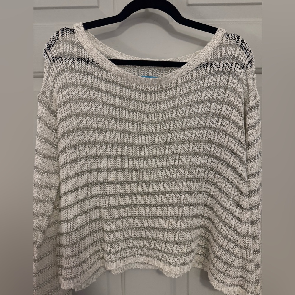 Alice + Olivia Designer Mesh Crew Neck Sweater size Large - Picture 7 of 11